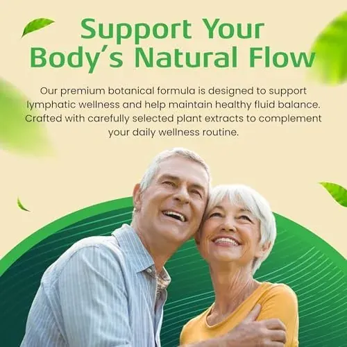 Smiling older couple under the words Support Your Body's Natural Flow