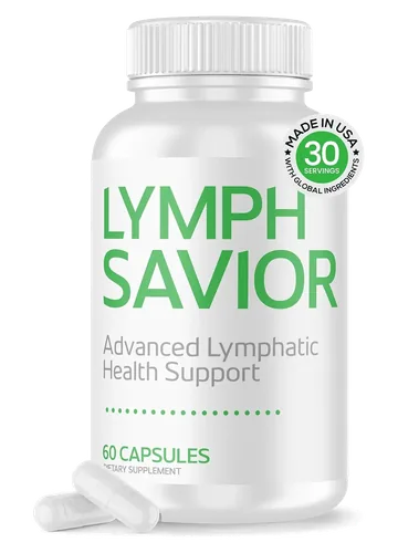 A bottle of Lymph Savior capsules